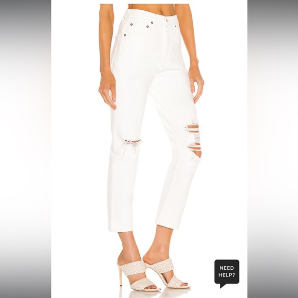 Agolde Riley High Rise Straight Jeans Women's Size 28 White Veil Distressed - Picture 2 of 5